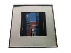 Vintage oil &mixed media on board „The Loop #3“ by Chicago Artist Bob Cosgrove