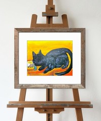 Cat And Mouse Vibrant Abstract Expressionism Canvas Painting 11×14