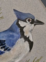 VTG 1988 Orig Blue Jay Watercolor Framed & Matted Signed Yvonne Lowrie 15″ X 12″