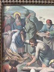 Vintage Stations Of The Cross 11th Station Jesus Nailed To The Cross Painting