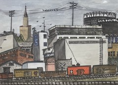 DOROTHY CHAMBERLAIN San Diego California Regionalist Signed Watercolor Railroad