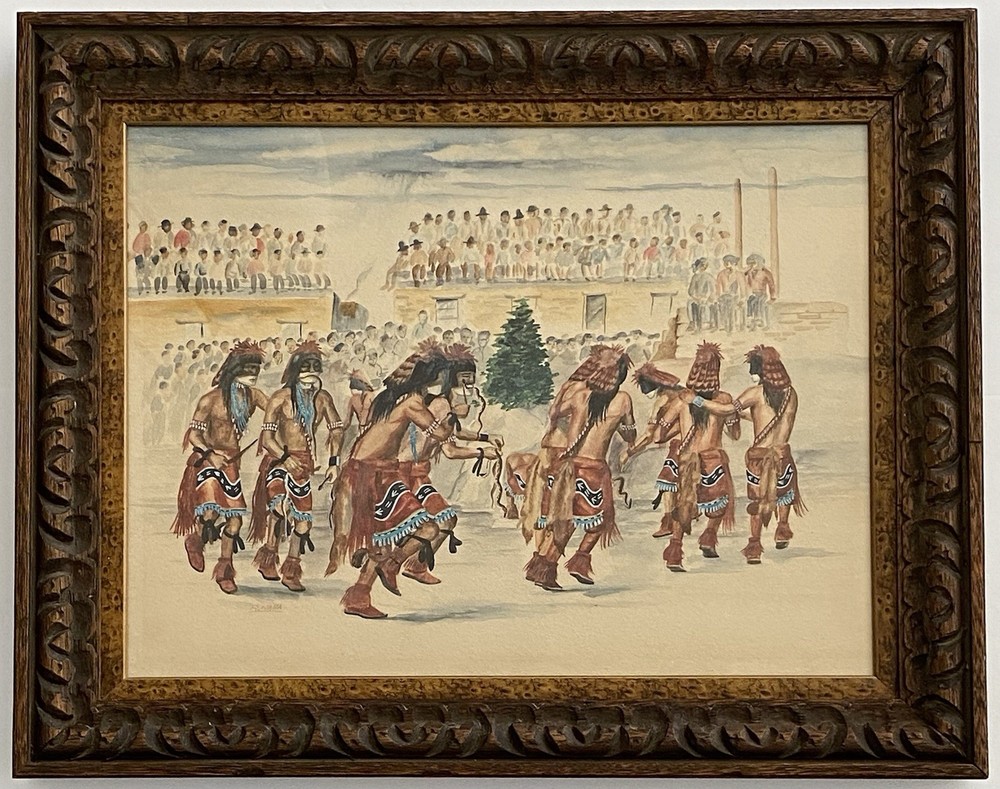 Raymond Naha VTG Arizona Native American Hopi Folk Snake Dance Ceremony Painting