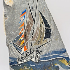 Anthony Star The Rosie Cornish Slate Art Ship Painting Signed 77 Mevagissey UK
