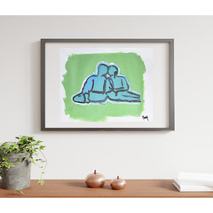 Heal Together, Contemporary Expressionism 11×14 Blue, Green & White Paper