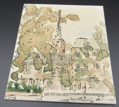 Elizabeth Vacher Booraem watercolor Old St Peter’s Philadelphia 1967 church