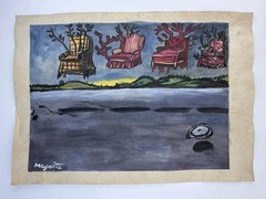 Rene Magritte COA Art Painting Original Drawing Vintage