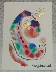 OOAK Biomorphic Organic Abstract ACEO Minimal Watercolor & Ink Study by Virginia