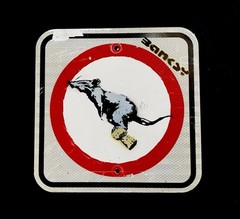 Banksy “ Champagne Cork Rat ” No Parking Street Sign -New York- 2018