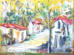 Antionio Salfi (Italian, 1939-1990), Village Landscape, Oil On Board