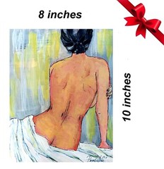 Original Art Female Painting Beautiful Woman Nude 10×8 in Collectible Art