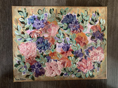 14” x 11” Impasto Floral Abstract Acrylic Painting – Original Art by Eera G