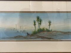 🔥 Fine Antique Old ORIENTALIST Arab Desert Landscape Painting, Signed 1920s