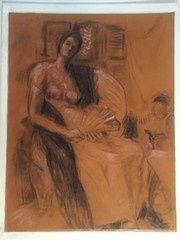 ORGINAL May Bender Abstract Modernist Charcoal Woman Signed Listed