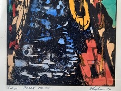Color lithograph, city canal view. 18cm x 34cm. Sweden 1964.