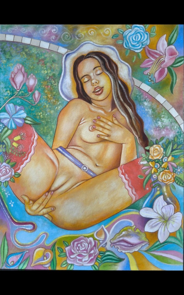 Erotic, oil on canvas, 60 x 80 cm, „enchanted dreamer“, lovely Lisa art.
