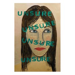 Original Naive Folk Outsider Art Woman Feeling Unsure Potocki 5.5×8