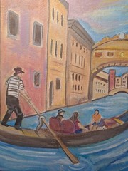 Original Signed 9×12 Venice Canal Bold Acrylic Canvas Impressionist Home Decor