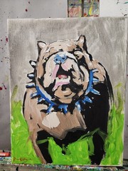 Bulldog Original Painting Abstract Expressionist Canvas 11×14 Dog Pet Portrait