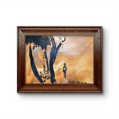 A Journey Original Abstract Figurative Acrylic Painting Paper Art by Basil