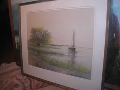 1944 WATERCOLOR SEASCAPE,LARGE,BY JOSEPH ANTHONY ATCHISON,EASTERN SHORE VA,ORIG