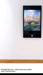 Art 16″/20″ Winter City Original oil painting Stretched Canvas