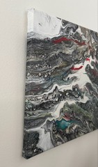 Original Abstract Acrylic Painting on Canvas -„Frozen Flow“ winter inspired