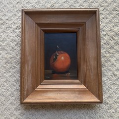 Original Oil on Board Apple Still Life Signed 10×12 Framed 5×7 Art Painting