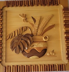 Pair of Wood Artwork vintage pictures