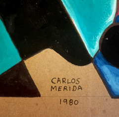 1980 Carlos Merida „Naturaleza Maya“ Original Signed Painting / Certified