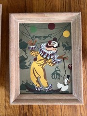 Vintage Pair Of Circus Paint By Number Paintings Clown, Tigers Framed 1950’s