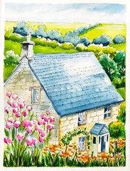 Watercolor Original Irish Art Ireland Painting Wall Art Decor Gifts 9.5×7″