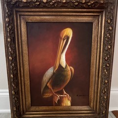 Framed Pelican Bird Painting Realism Wall Art