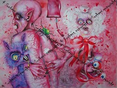 pop painting original art manga cartoon humor horror psychedelic blood vampires