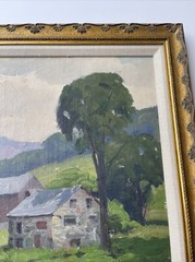 ANTIQUE LANDSCAPE PAINTING AMERICAN WPA ERA California Pennsylvania Ben Marcune