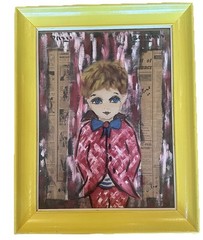 Original Blue Eyes Boy On French News Paper Large Francois Paris 28×22 Frame
