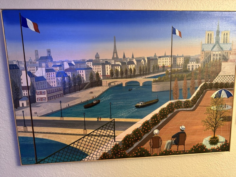 “La Bonne Adresse” Original Painting By Listed French Artist Fanch Ledan