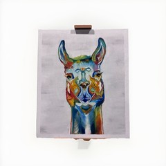 Rainbow Colorful Llama Animal Oil Wall Art Painting South American Peruvian