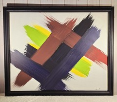 Original, Double-Signed, Abstract Expressionist, Acrylic-On-Canvas, Framed 18×22