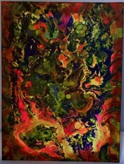 Original Art Abstract Acrylic Painting on Canvas Panel 9″ x 12″ Wall Decoration