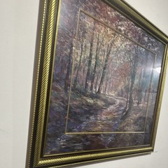 L. Morrison Large Framed Impressionist Woodland Path Landscape Painting Signed