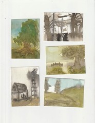 ACEO Original Art Card 2.5 x 3.5 watercolor painting landscape