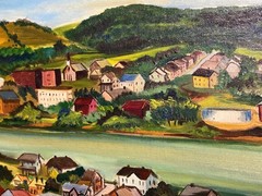 Old Vintage American Art Oil Painting West Elizabeth Pennsylvannia Landscape