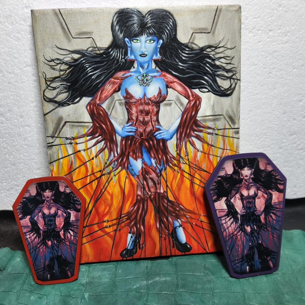 1 original 2 prints horror pinup girl art zombie girl meat dress hooks tattoo