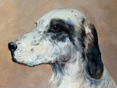1940s Original Oil on Canvas Portrait English Setter Dog by Bessie Bayne