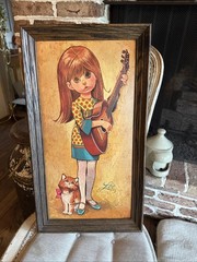 Vintage Lee Big Eyed Girl And Cat „Go-Go“ Teen Rocker 1960s Retro Mod