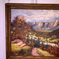 Vintage Karen Anderson Landscape Painting, 23×19, Custom Framed