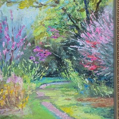 Original oil painting, signed and framed. Landscape. “Forest in Spring” 6×4