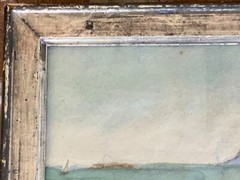 Original Framed French Watercolor Picture Vintage