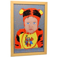 RAMOS Original Vintage Signed Winnie Pooh Tigger Costume Child Portrait Painting