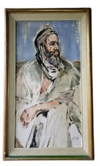 Costantino Lagana Signed 1958 Oil Painting Portrait Of Bearded Man Framed